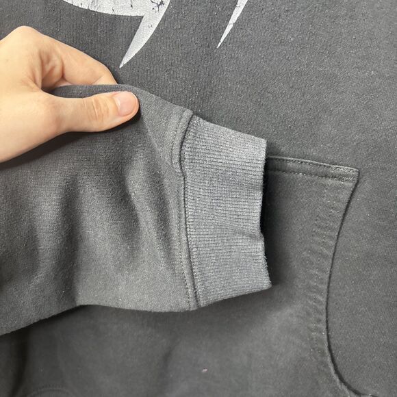 Gildan Small Club Vertical Hoodie Black Blue Graphic Pullover Sweatshirt Men's - Picture 5 of 6